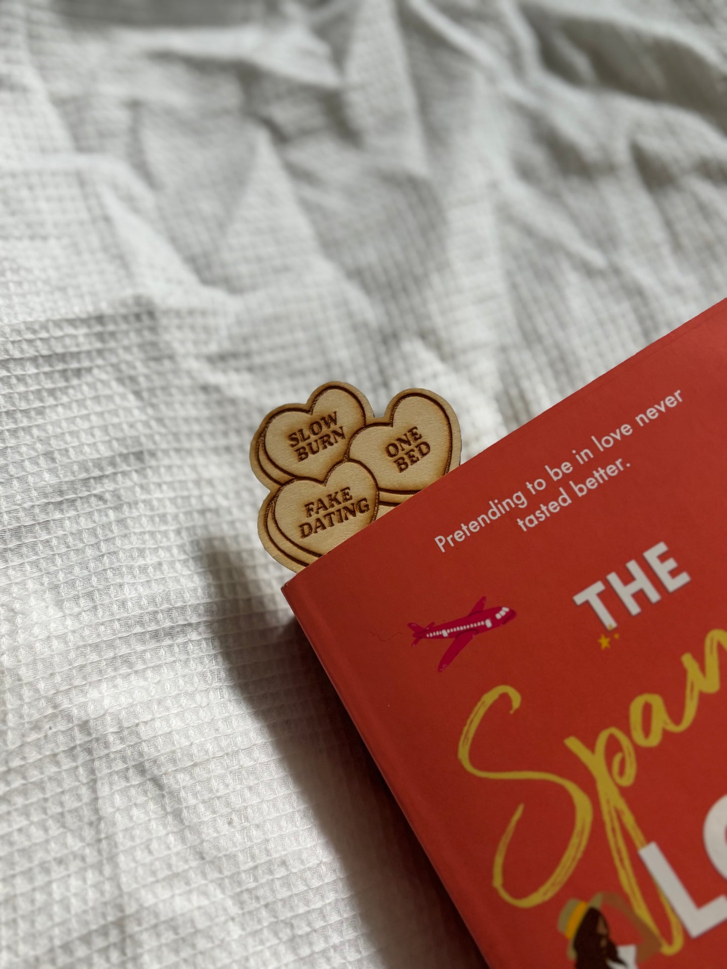 Love Hearts Wooden Bookmark - Romance Book Tropes