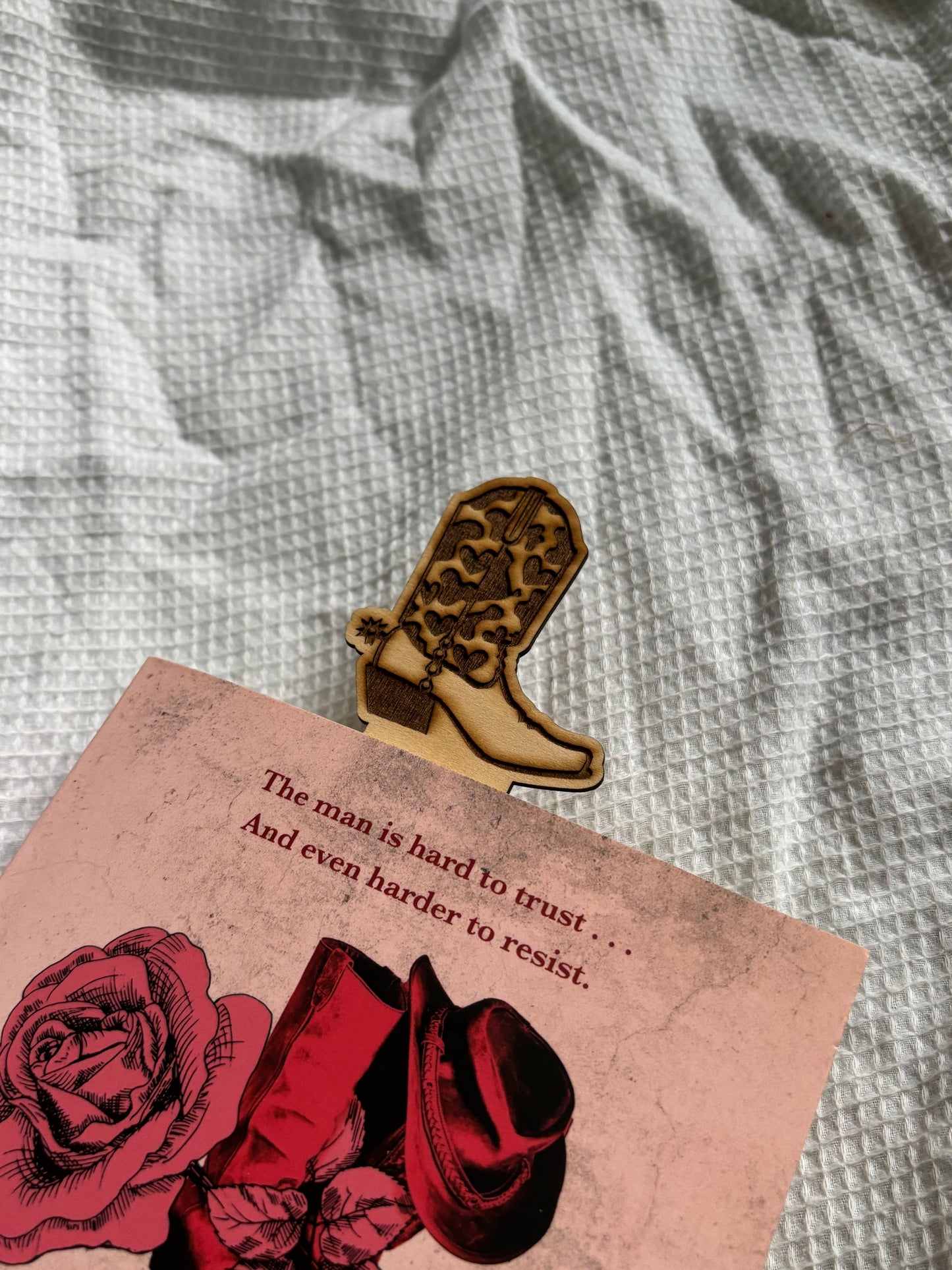 Cowgirl Boot Wooden Bookmark - Western Style