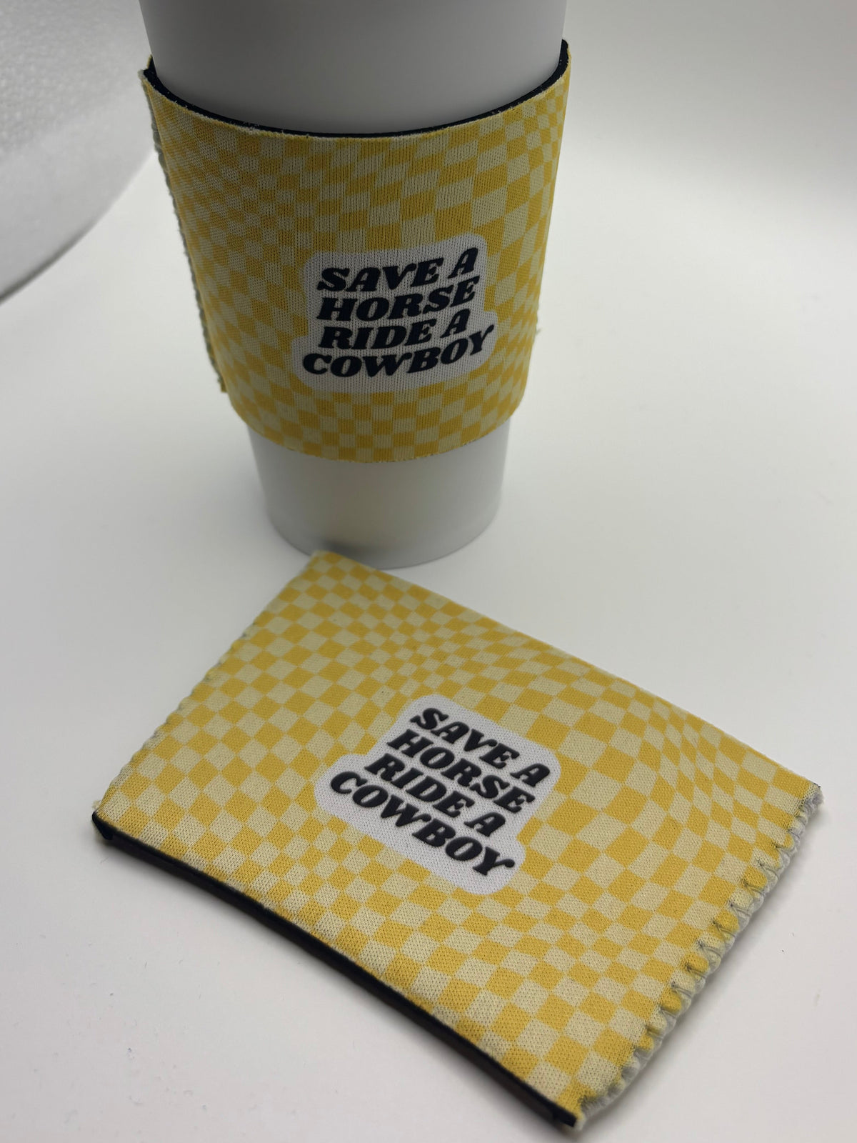 Save a Horse Ride a Cowboy Cup Cozy – Yellow