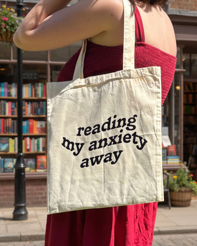 Reading My Anxiety Away Tote Bag