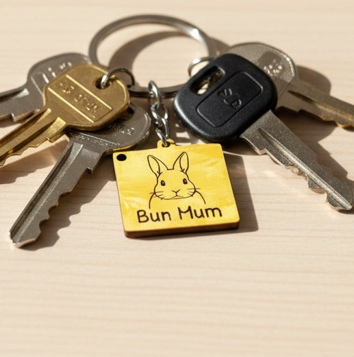Personalised Engraved Square Keyring - Stainless Steel in Gold