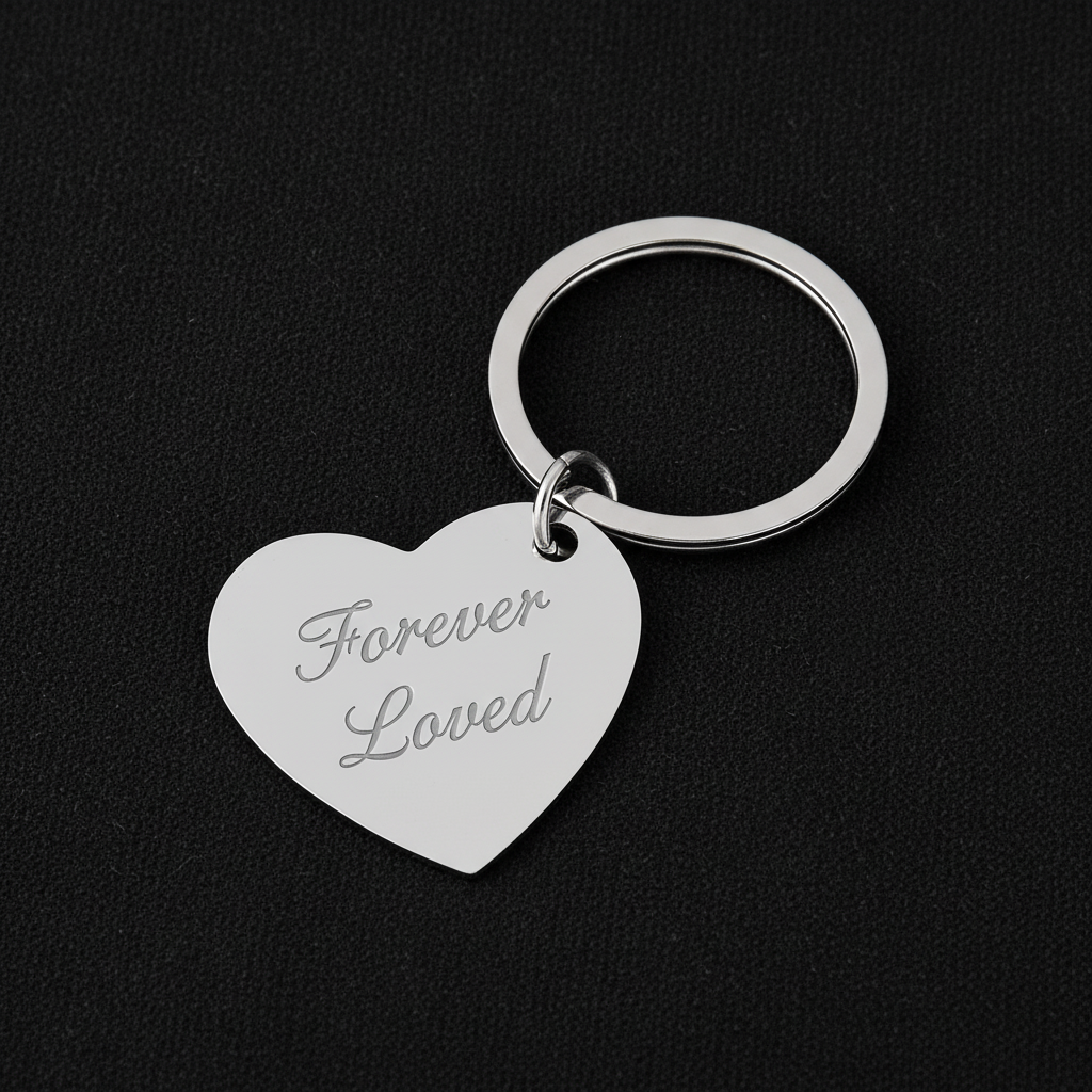 Personalised Engraved Heart Keyring - Stainless Steel
