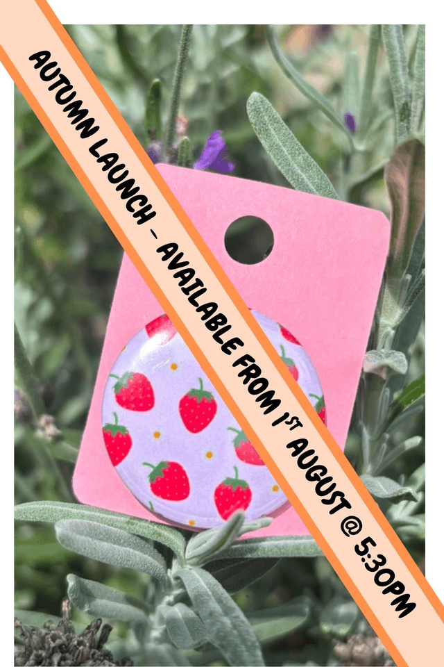 Strawberry & Flower - 25mm Button Badge