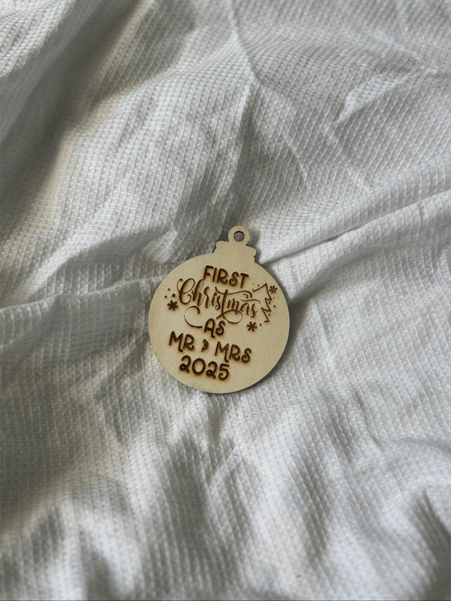 Wooden Bauble - First Christmas as a Married Couple 2025