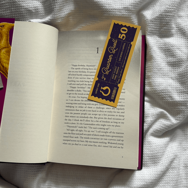 Ticket to Second Quarter Quell Card Bookmark | Perfect for Hunger Games Lovers