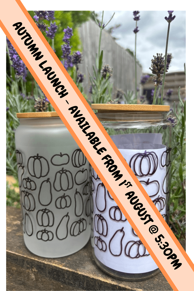  Pumpkin Outline - Glass Tumbler with Bamboo Lid and Reusable Straw