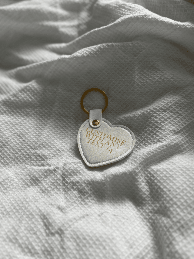 Personalised Heart Faux Leather Keyring