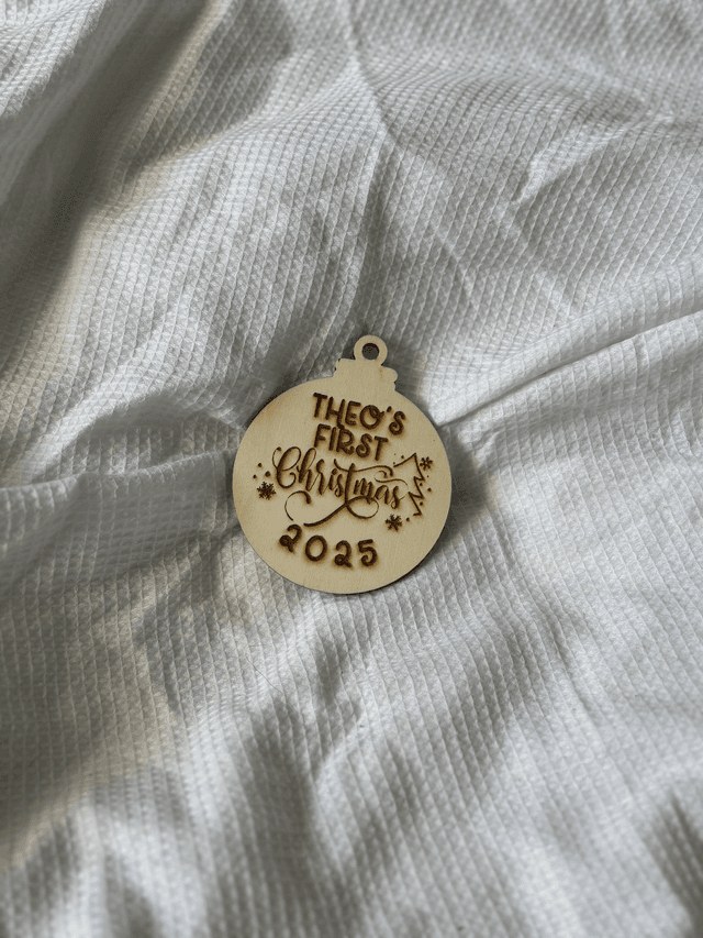Wooden Bauble - Personalised First Christmas 2025