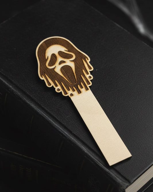 Scream Mask Wooden Bookmark - Horror Book Lover Gift