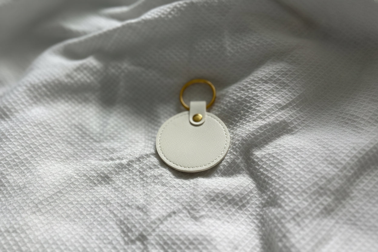 Faux Leather White Circle for custom engraving