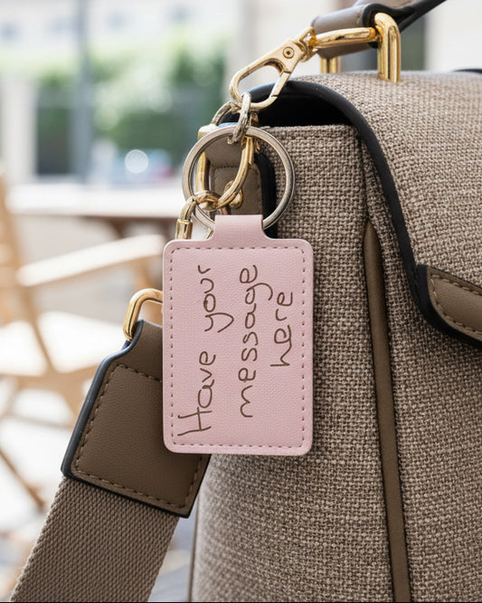 Custom Engraved Handwriting White Rectangle Keyring