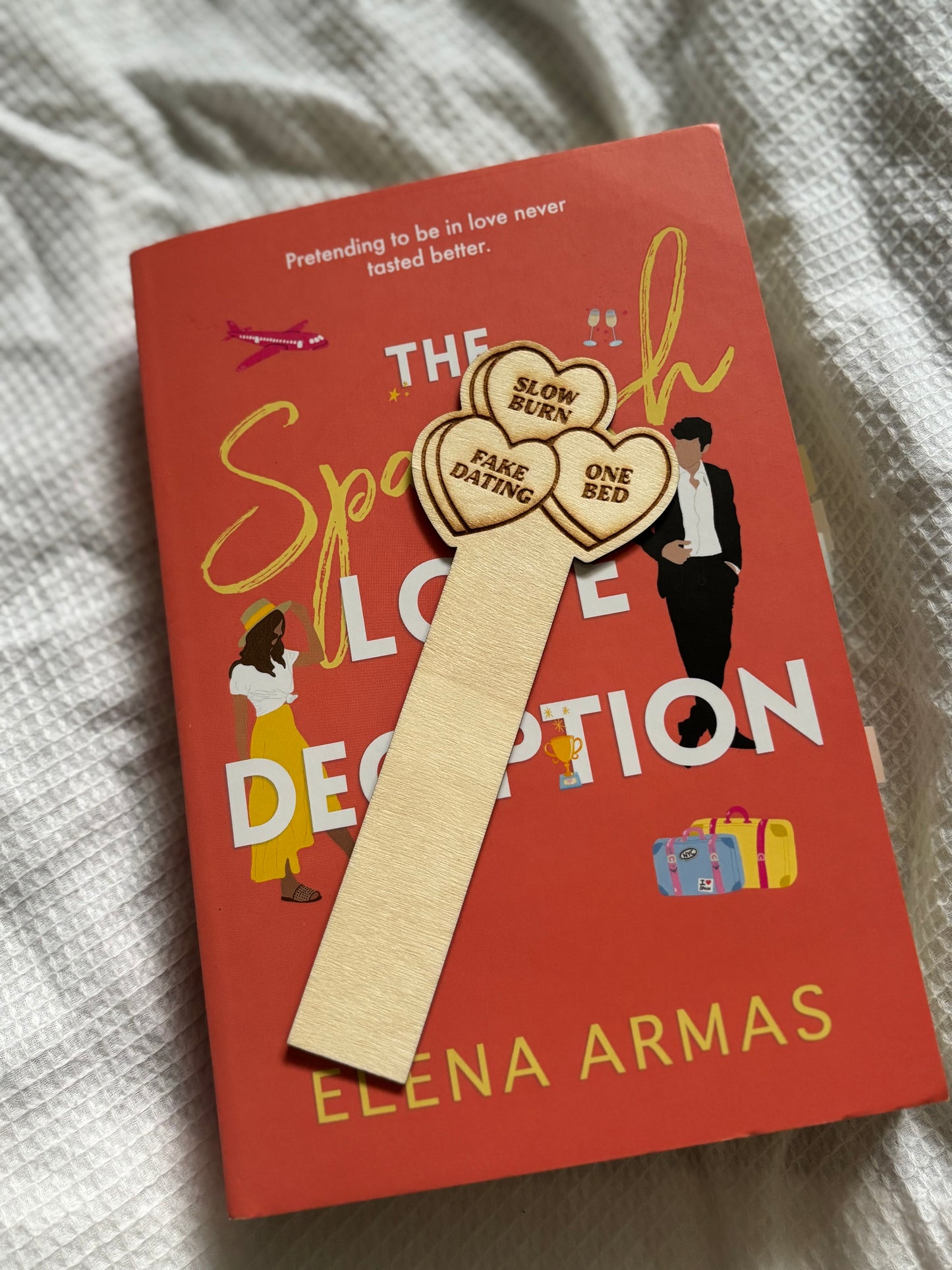 Love Hearts Wooden Bookmark - Romance Book Tropes