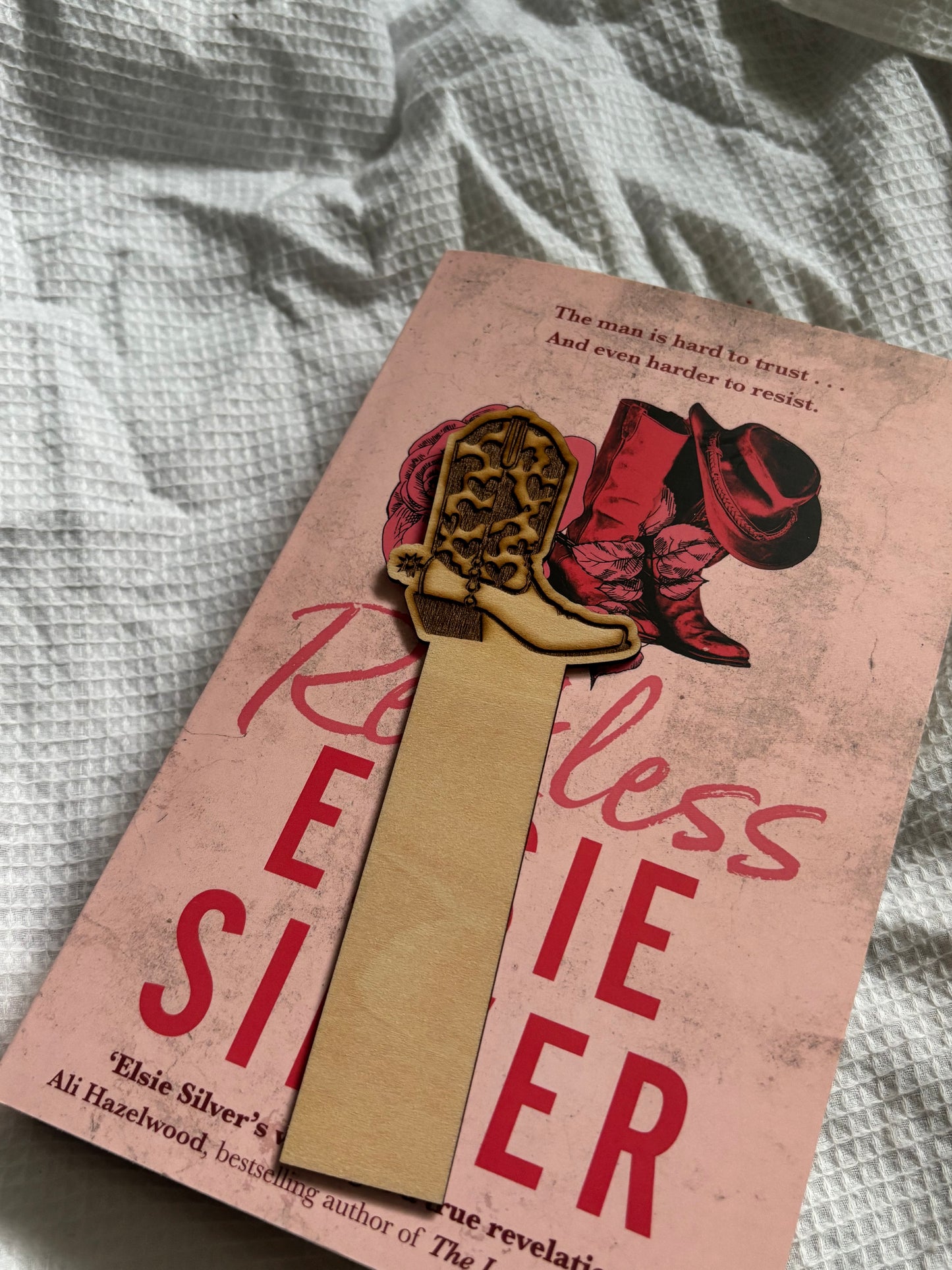 Cowgirl Boot Wooden Bookmark - Western Style