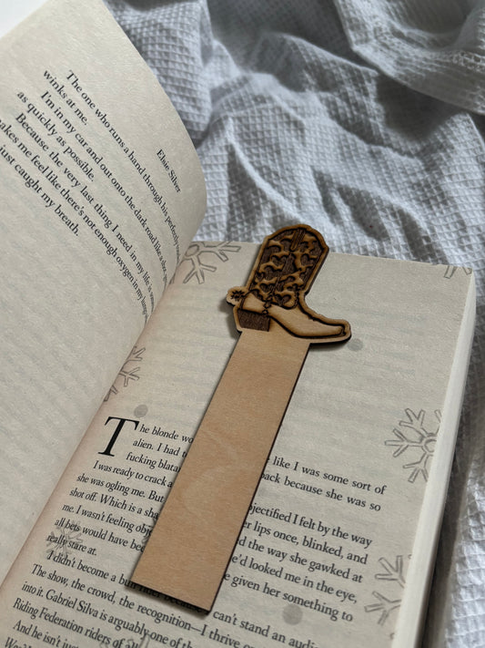 Cowgirl Boot Wooden Bookmark - Western Style