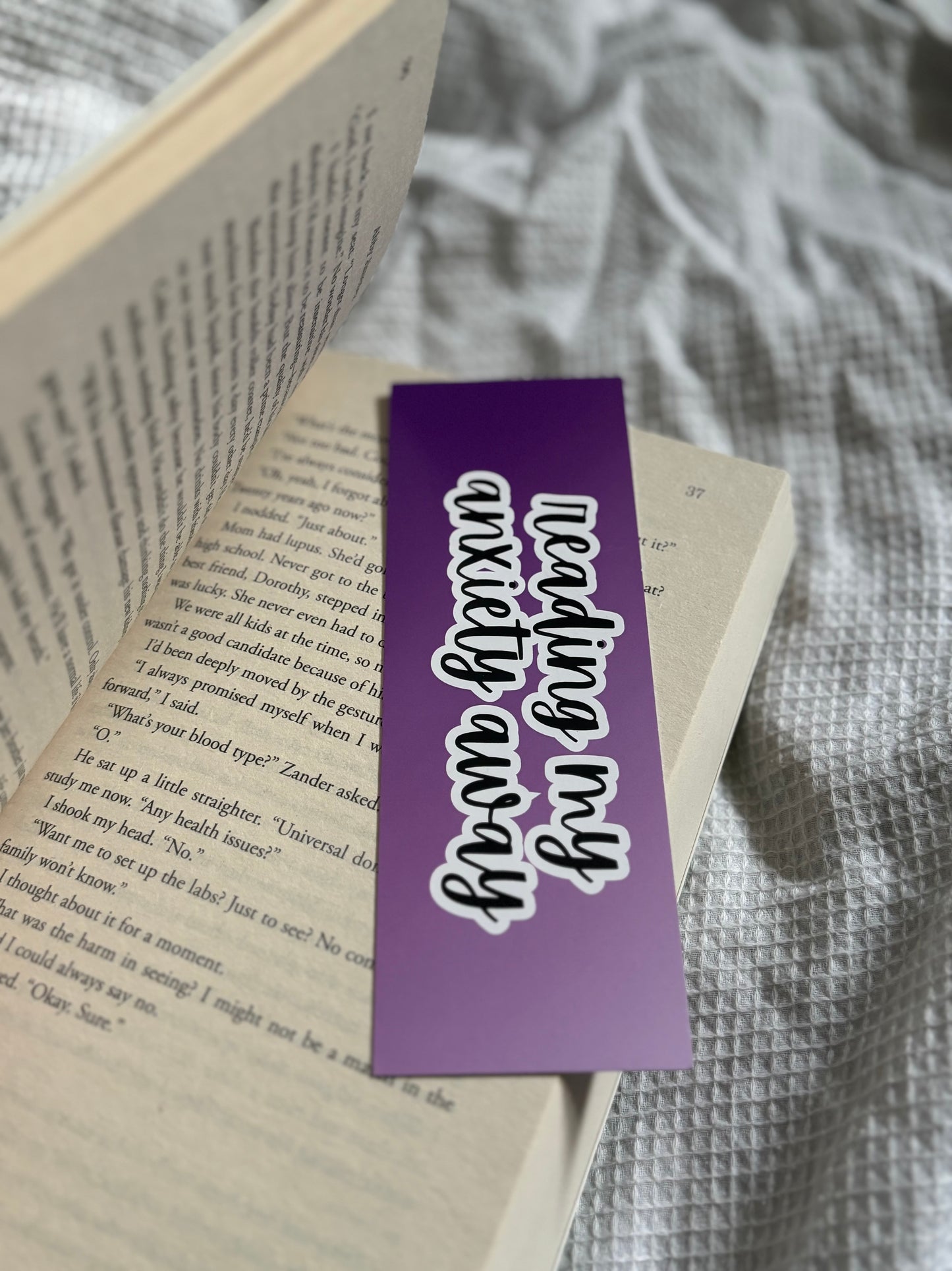 Reading My Anxiety Away Card Bookmark