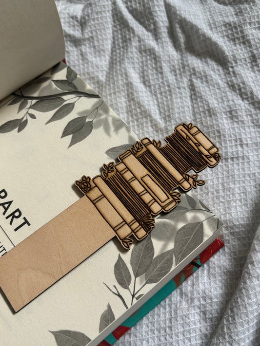 Book Stack Wooden Bookmark - Book Lover Gift