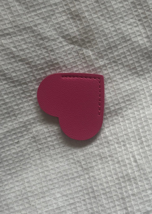 Custom Engraved Leather Heart Bookmark - Magenta