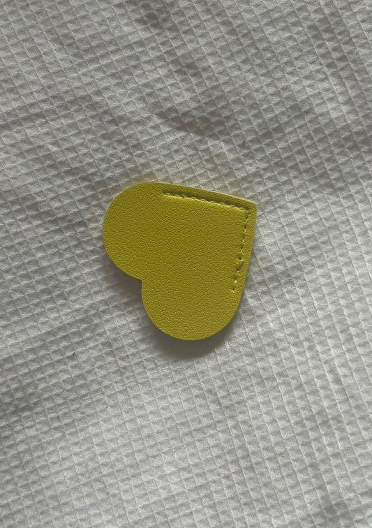 Custom Engraved Leather Heart Bookmark - Bright Yellow
