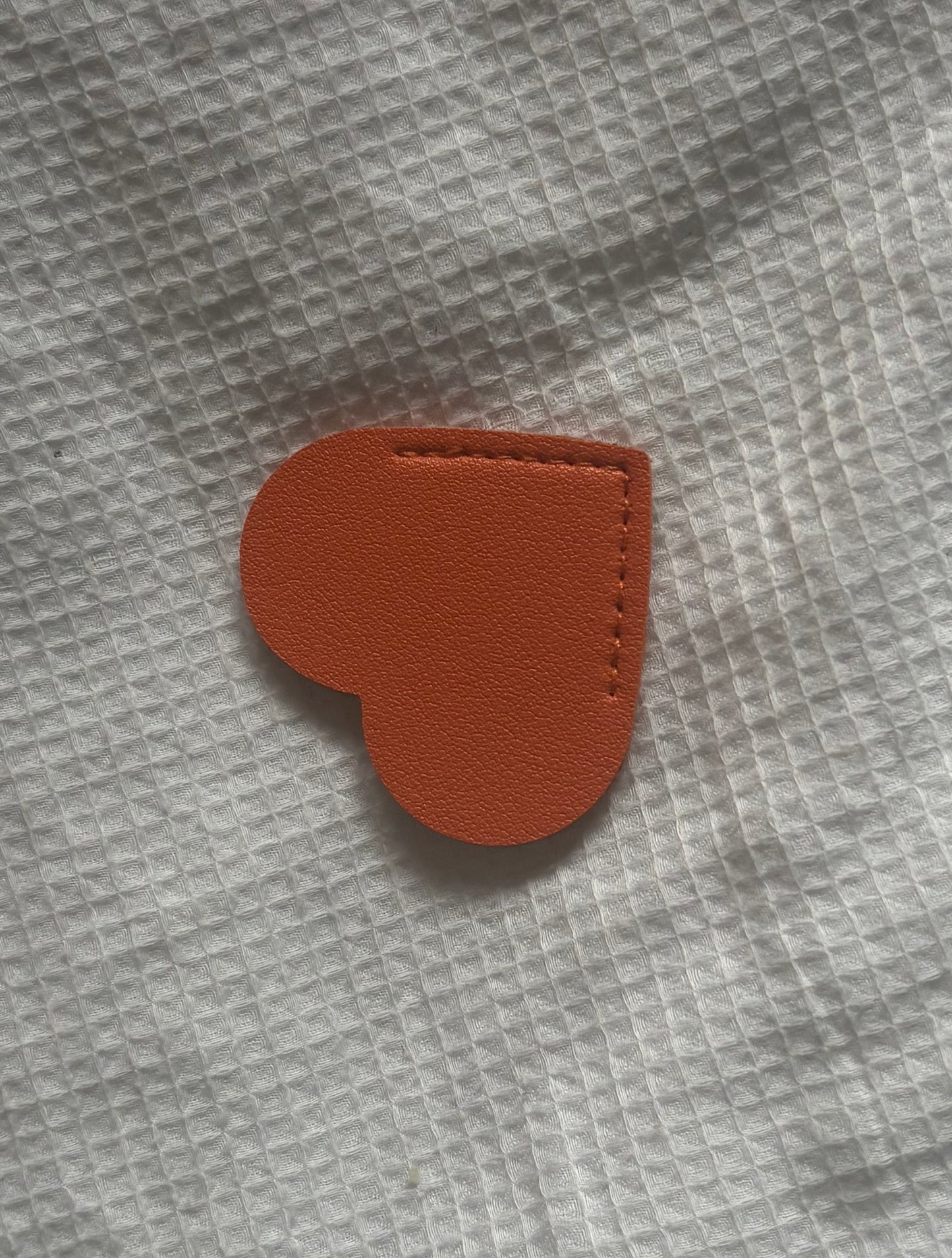 Custom Engraved Leather Heart Bookmark | Orange