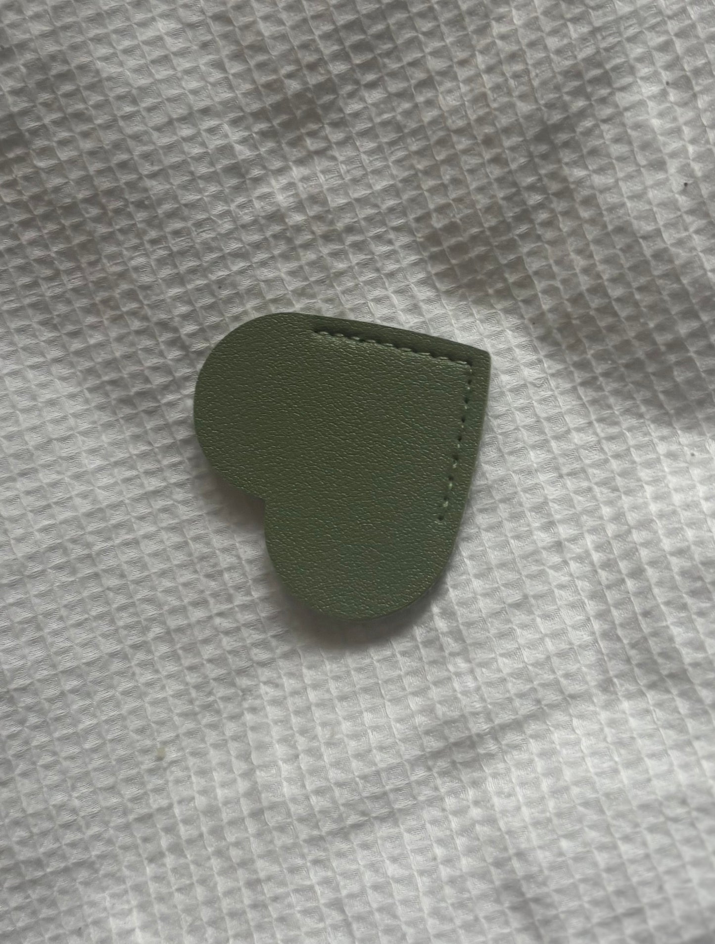 Custom Engraved Leather Heart Bookmark - Olive Green