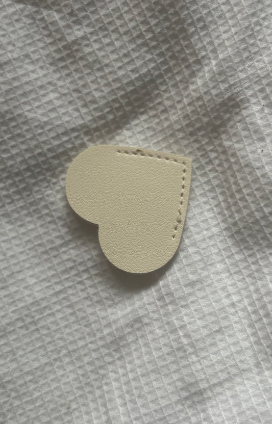 Custom Engraved Leather Heart Bookmark - Cream