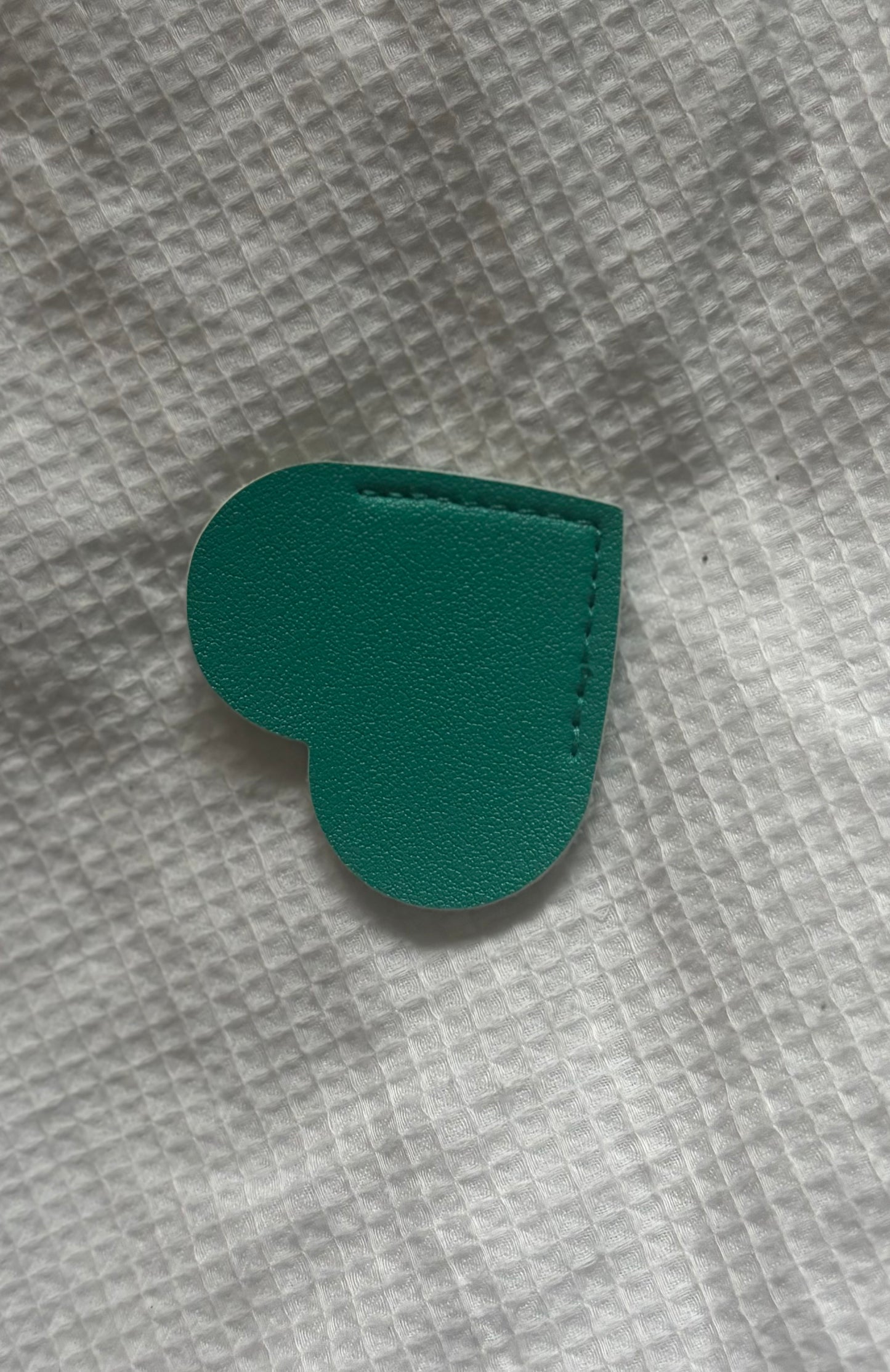 Custom Engraved Leather Heart Bookmark - Emerald Green