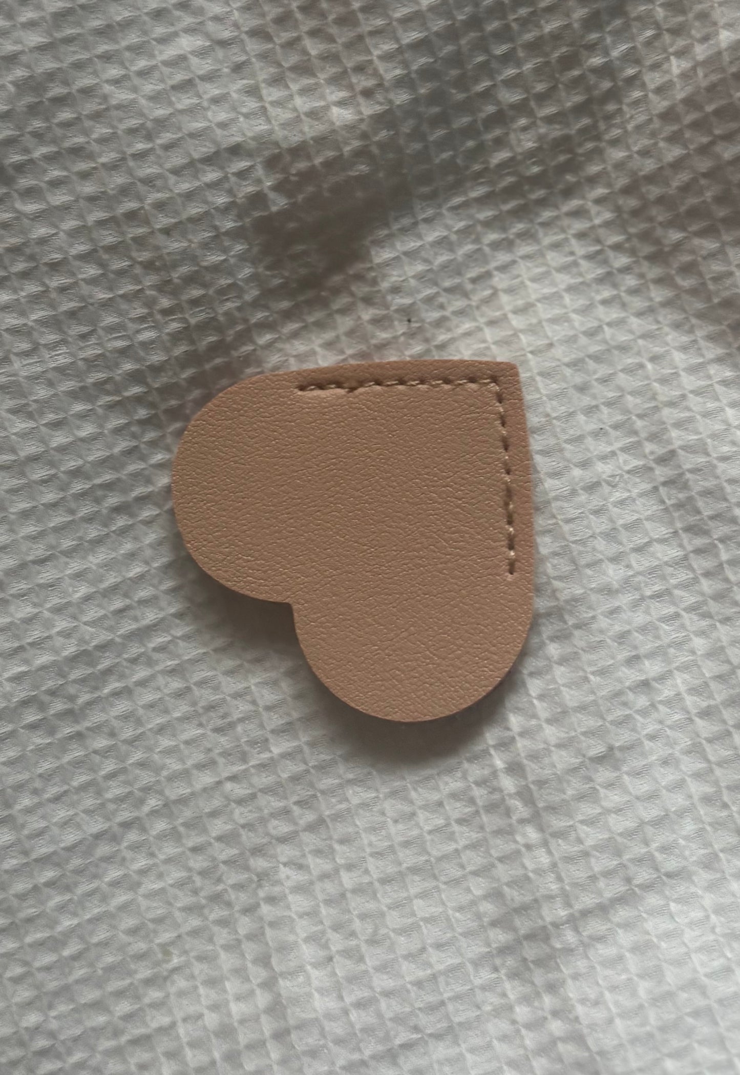 Custom Engraved Leather Heart Bookmark - Beige