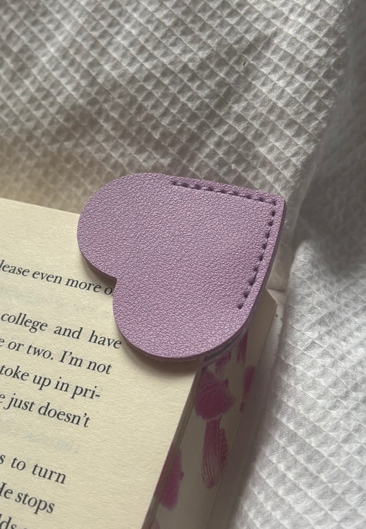 Custom Engraved Leather Heart Bookmark - Lavender