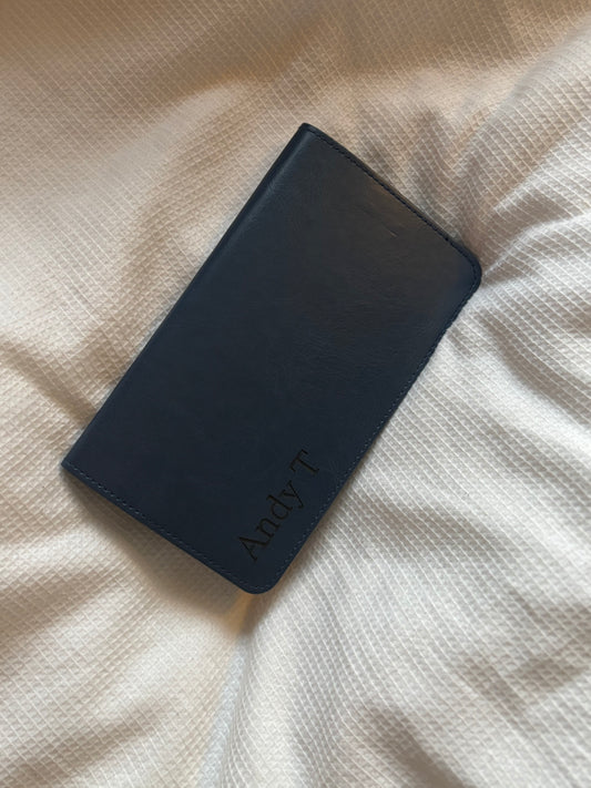 Personalised Faux Leather Travel Wallet in Navy
