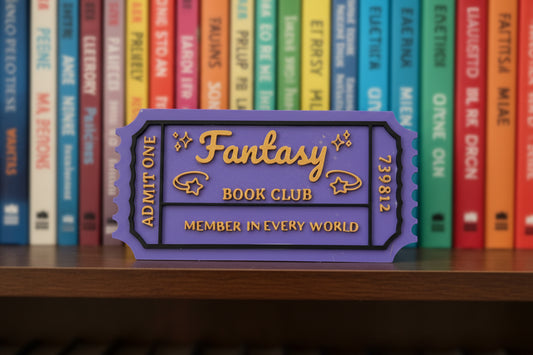Fantasy Book Club 3D Printed Bookcase Sign
