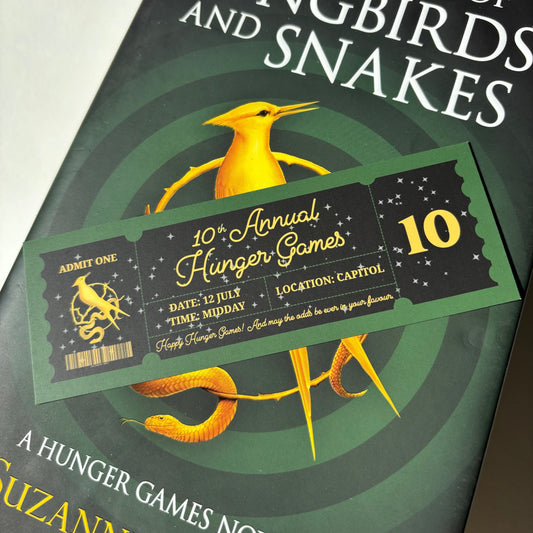 10th Annual Hunger Games Ticket Card Bookmark, The Ballad of Songbirds & Snakes themed | Matte Finish
