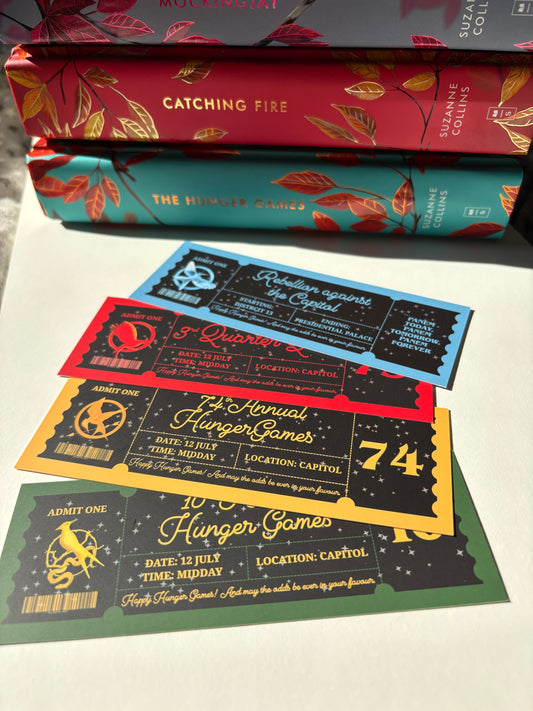 Hunger Games Ticket Card Bookmarks Bundle | Set of 4 | Matte Finish