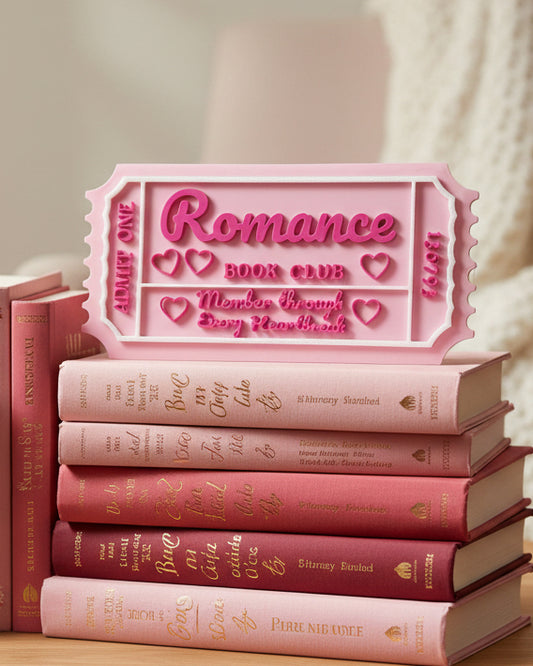 Romance Book Club Ticket Bookcase Sign