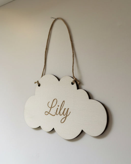 Personalised Wooden Cloud Hanging Decoration | Custom Engraving