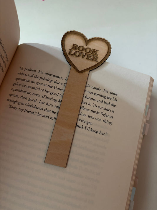 Book Lover Heart Wooden Bookmark - Book Lover Gift