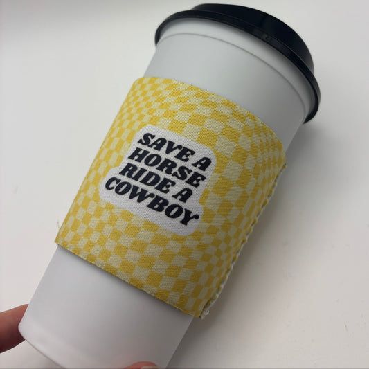 Save a Horse Ride a Cowboy Cup Cozy – Yellow