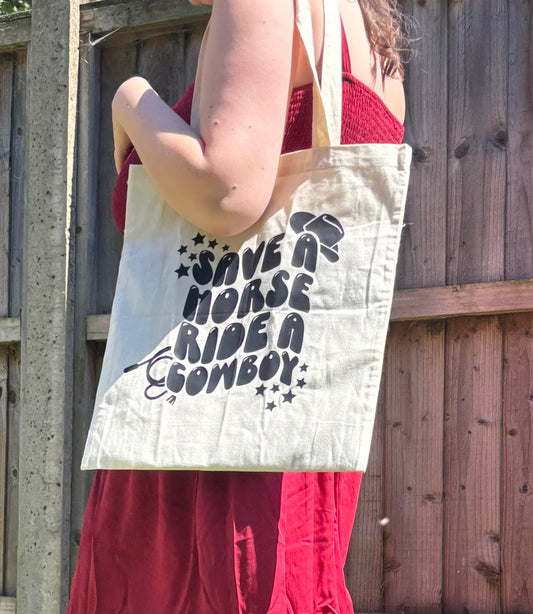 Save a Horse Ride a Cowboy Tote Bag