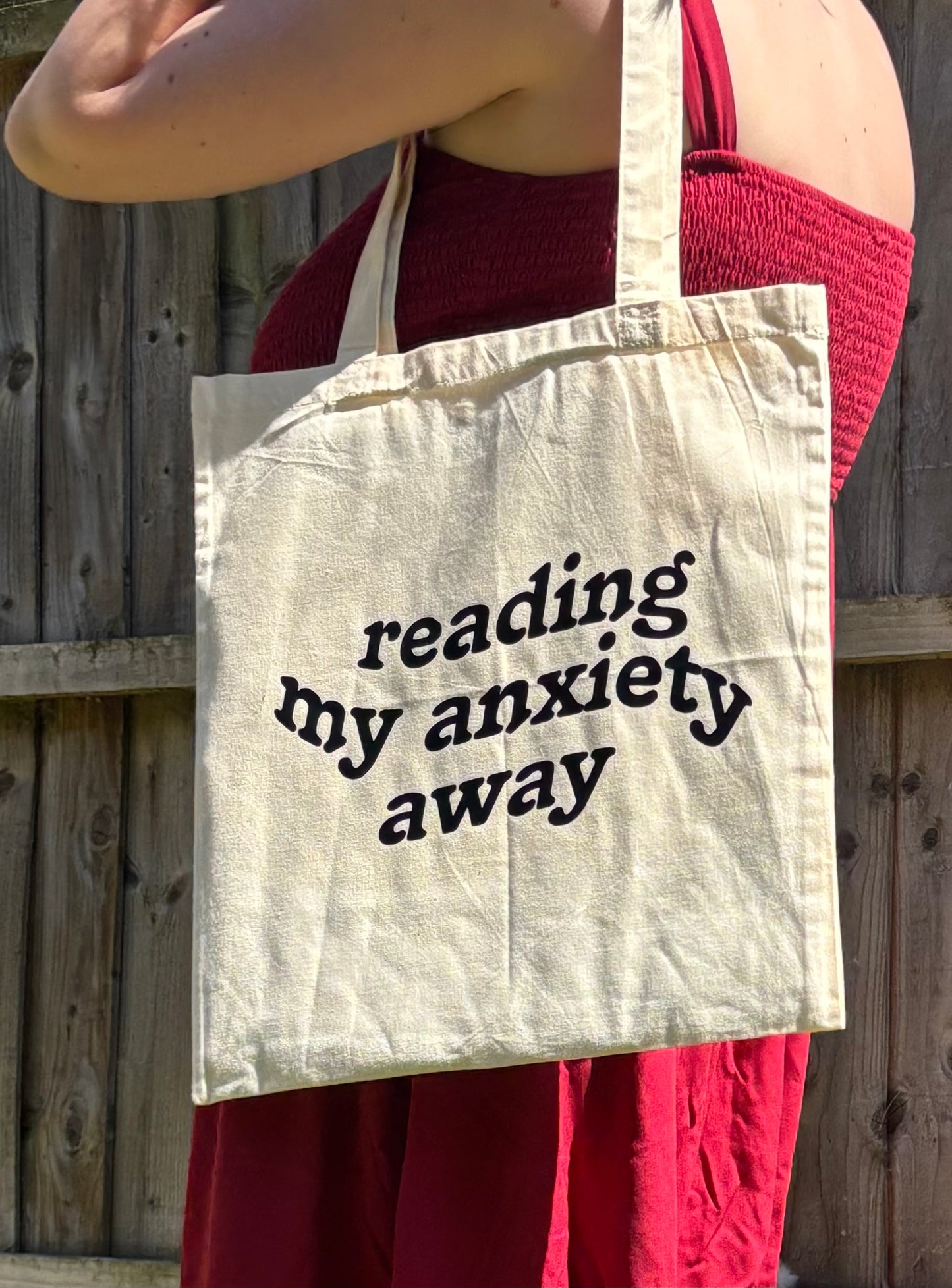 Reading My Anxiety Away Tote Bag