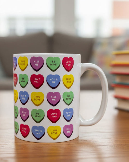 Conversation Hearts Ceramic Mug - 11oz Gift Mug
