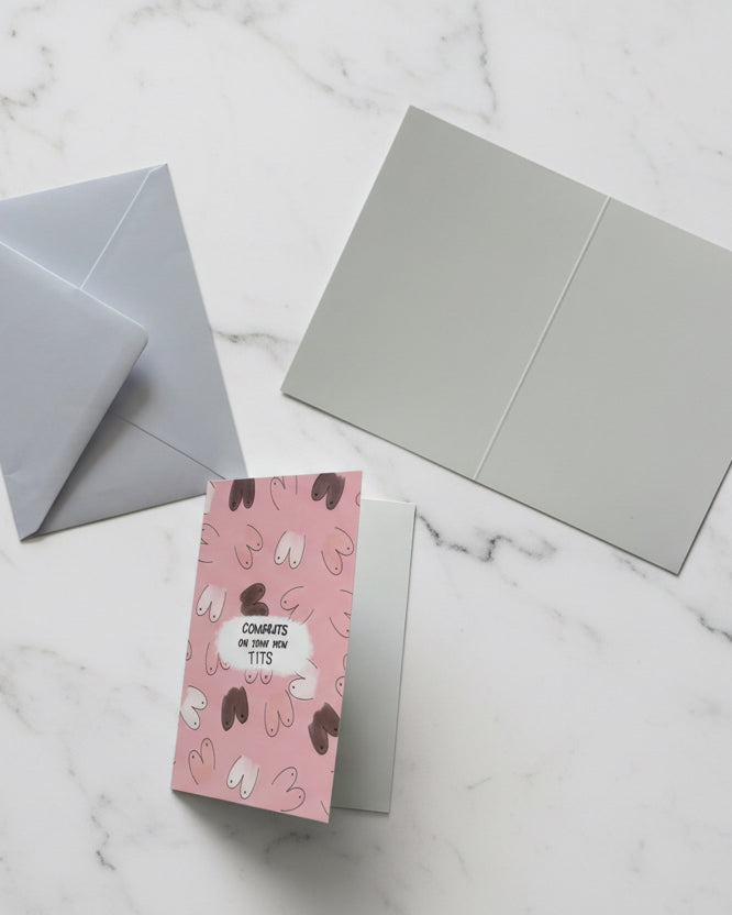 Congrats On Your New Tits Greeting Card - Funny Boob Job Card
