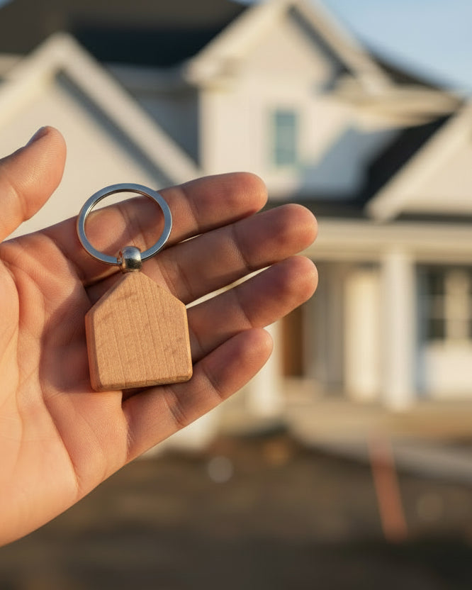 Personalised Wooden Keyring | House Shaped