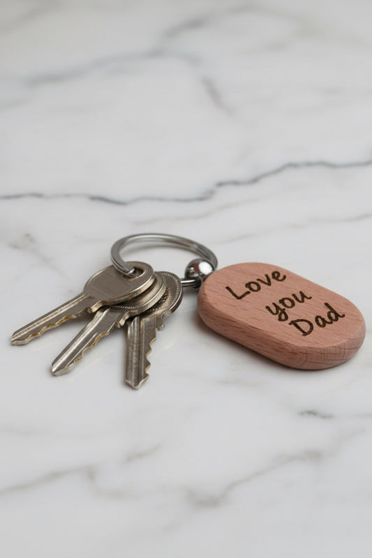 Custom Handwriting Wooden Keyring - Oval