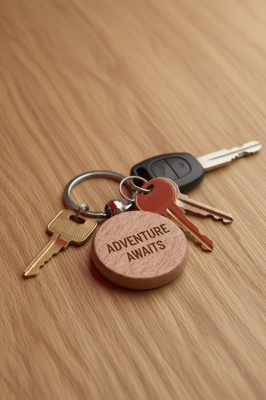 Custom Handwriting Wooden Keyring - Round