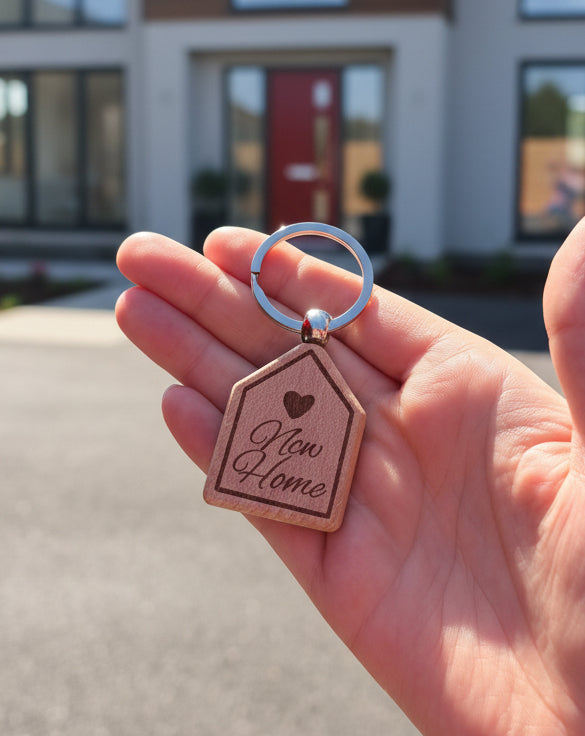 Personalised Wooden Keyring | House Shaped