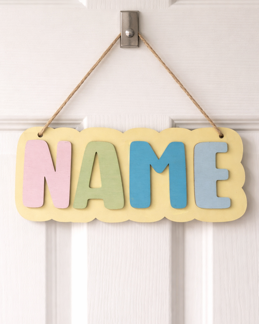 Personalised Wooden Name Door Sign | Custom Pastel Colours