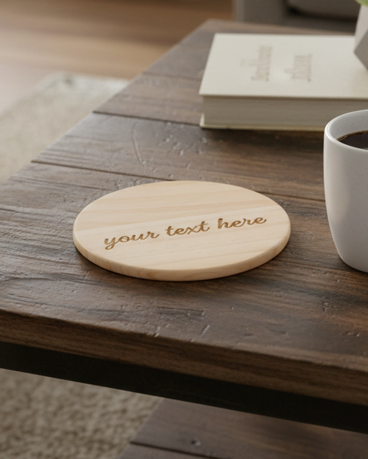 Personalised Circle Wooden Coaster | Custom Engraved