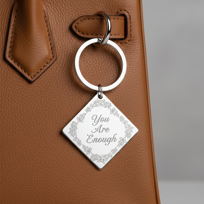 Personalised Engraved Diamond Keyring - Stainless Steel