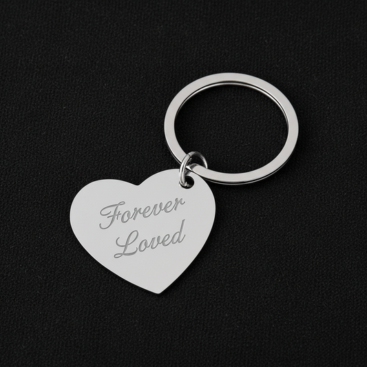 Personalised Engraved Heart Keyring - Stainless Steel