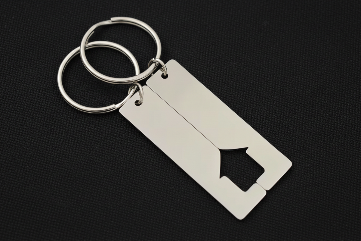 Personalised Engraved House Pair Keyring - Stainless Steel