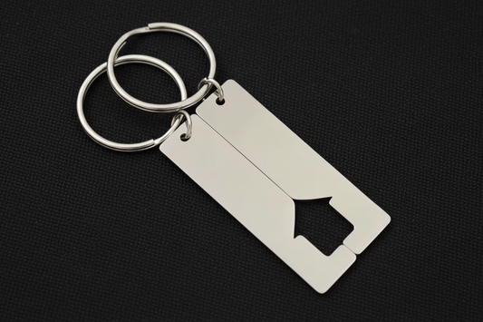 Personalised Engraved House Pair Keyring - Stainless Steel
